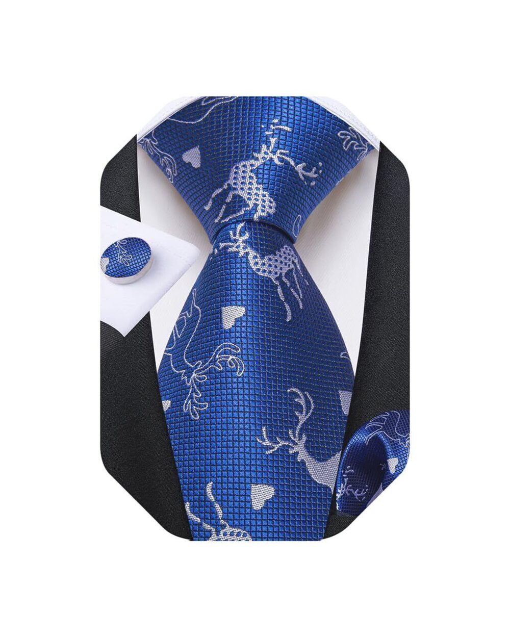8042 Christmas Ties Xmas Holiday Necktie and Pocket Square Cufflinks Set